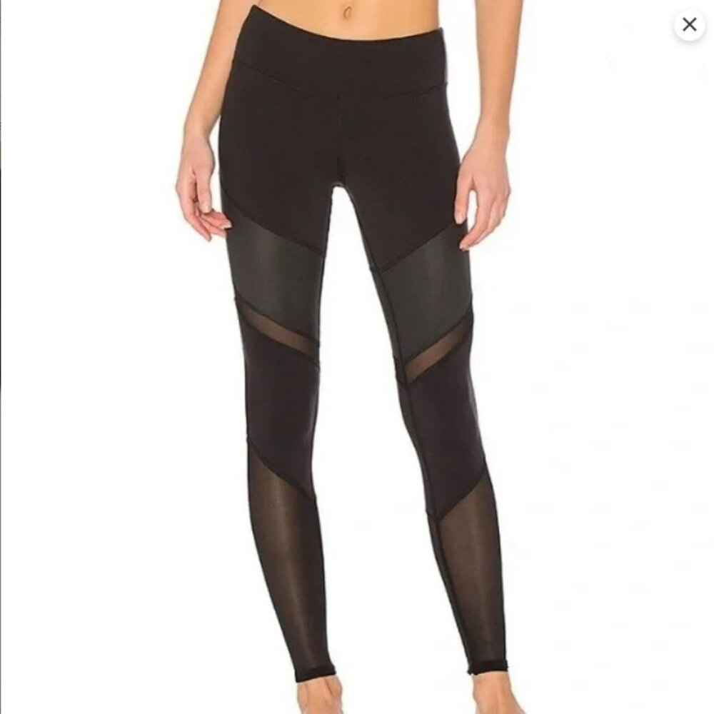 Alo Black Cutout Mesh Paneled Leggings